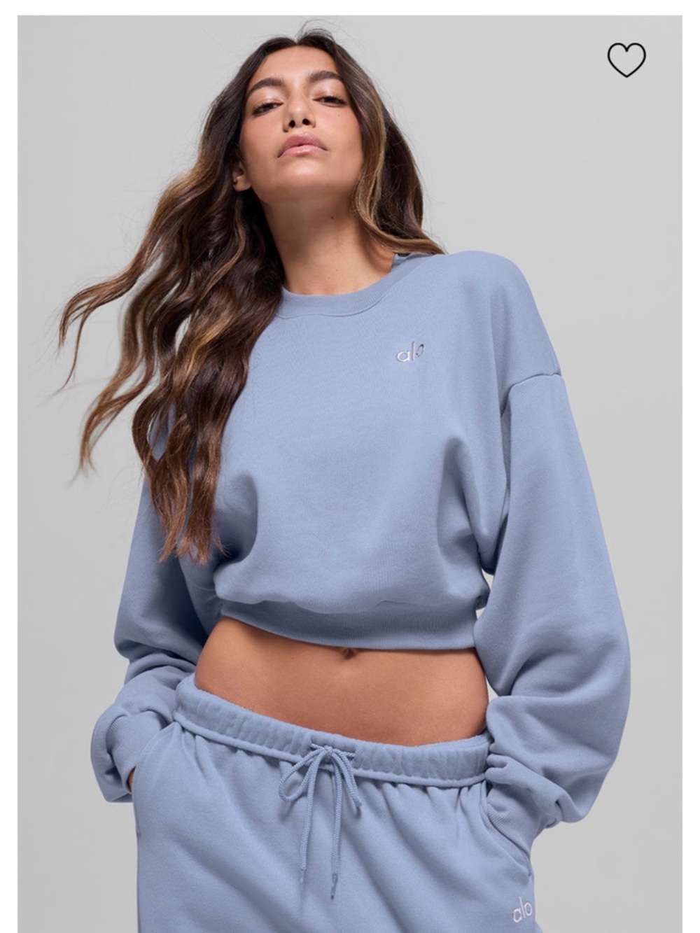 ALO Yoga Cropped Accolade Crewneck in Frost - BRAND NEW